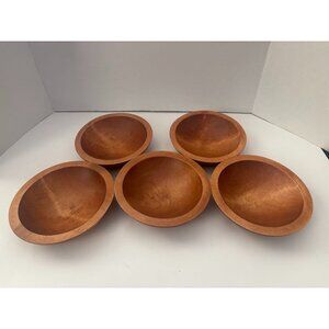 BARIBOCRAFT Canada Wooden Salad Bowls Vintage Set of 5 Hand Turned MCM New 6.5"